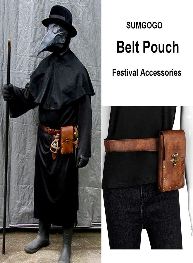 SUMGOGO Retro Belt Pouch Waist Bag Womens Fanny Pack Cellphone Holder Steampunk Medieval Renaissance Purse Costume Accessory (Brown) - Image 3
